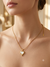 Luminous Mother of Pearl with Textured Outline Heart Pendant Necklace