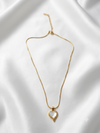 Luminous Mother of Pearl with Textured Outline Heart Pendant Necklace