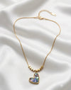 Iridescent Multi-Color Heart Pendant with Bead Accent Chain Necklace