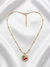 Enamel Cherry Pendant with Beaded Chain Necklace