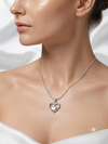 Elegant Double Heart Crystal Pendant Necklace in Sterling Silver