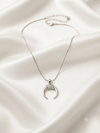 Radiant Crescent Moon Crystal Pendant Necklace Sterling Silver