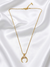 Gold Crescent Moon Pave Pendant Necklace
