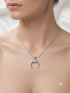 Radiant Crescent Moon Crystal Pendant Necklace Sterling Silver