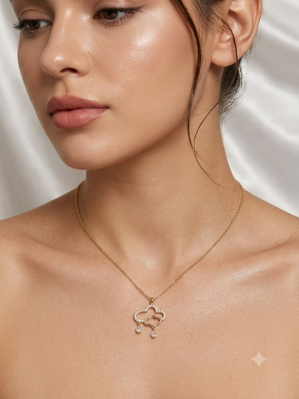 Sparkling Rain Cloud Pendant Necklace