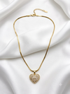 Rectangular and Round Crystal in Pave Heart Pendant Snack Chain Necklace