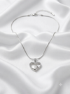 Elegant Double Heart Crystal Pendant Necklace in Sterling Silver